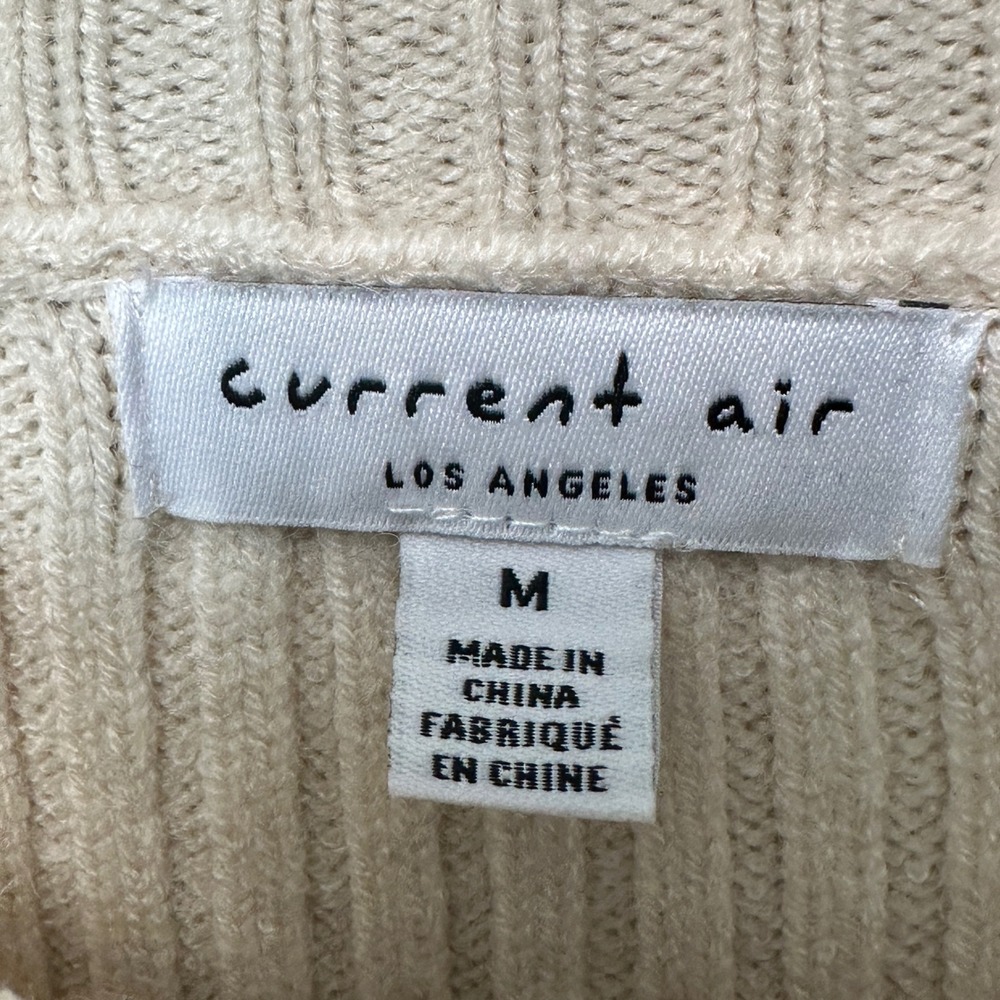 Current Air Anthropologie Quilted Sleeve Sweater Ribbed Knit Crew Neck Top M - Picture 4 of 7